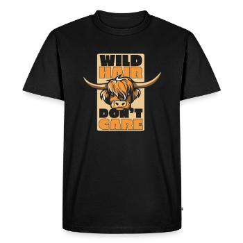 Les cheveux sauvages ne se soucient pas de l’éleveur de vaches Highland - T-shirt Premium bio Homme - noir - Devant - Nico (187cm)