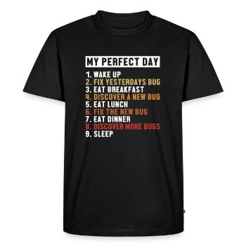 Fix Bugs Perfect Day Developer Coder Programmer - Men's Premium Organic T-Shirt - black - Front - Nico (187cm)