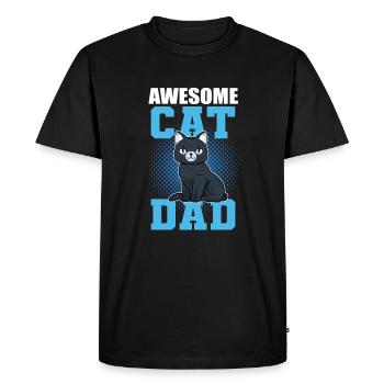Génial Chat Papa Chaton Chat Domestique Kitty - T-shirt Premium bio Homme - noir - Devant - Nico (187cm)