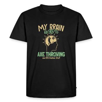 My Brain is 95% Axtwerfen Axe Throwing Game Axe - Men's Premium Organic T-Shirt - black - Front - Nico (187cm)