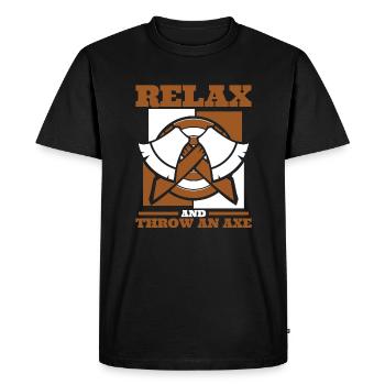 Relax And Throw An Axe Axe Throwing Game Axe - Men's Premium Organic T-Shirt - black - Front - Nico (187cm)