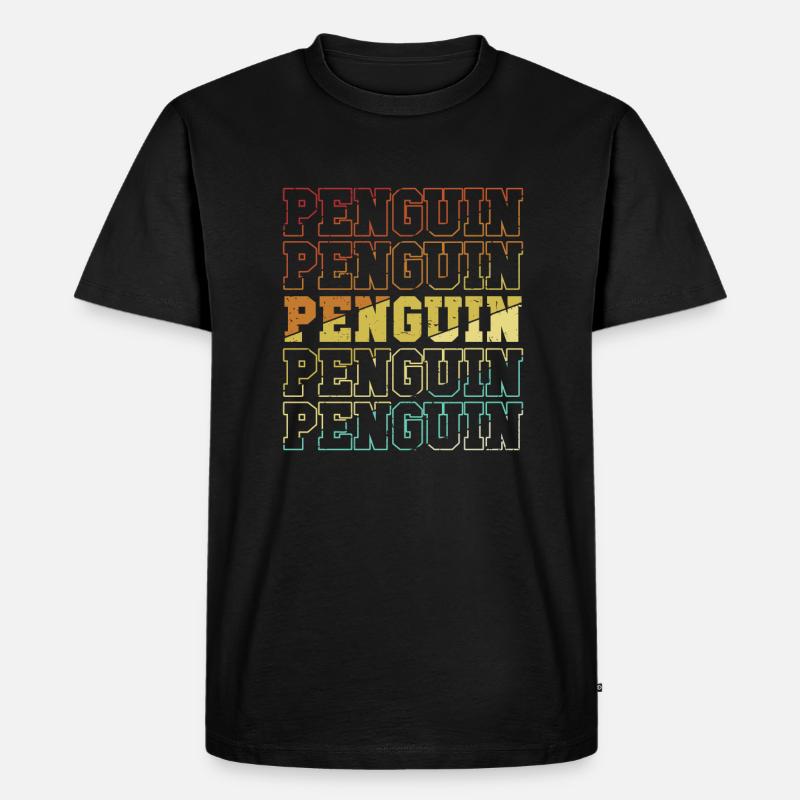 Retro Penguin Kaiserpinguin Seevogel - Männer Premium Bio T-Shirt - Schwarz