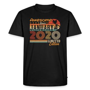 Cadeau d’anniversaire - Né en janvier 2020 - T-shirt Premium bio Homme - noir - Devant - Nico (187cm)