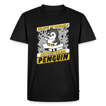 Believe In Yourself Motivational Penguin Seabird - Men's Premium Organic T-Shirt - black - Front - Nico (187cm)