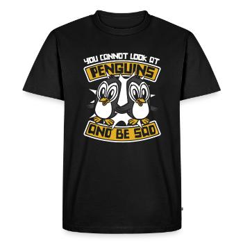 You Cannot Look At Penguins And Be Sad - Men's Premium Organic T-Shirt - black - Front - Nico (187cm)