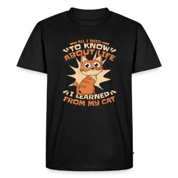 I Learned From My Cat Kitten Domestic Cat - Men's Premium Organic T-Shirt - black - Front - Nico (187cm)