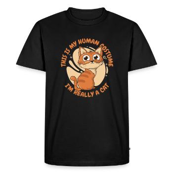 C’est mon costume humain, je suis vraiment un chat - T-shirt Premium bio Homme - noir - Devant - Nico (187cm)