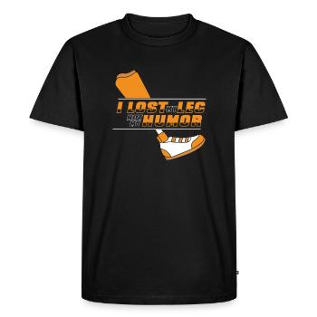 J’ai perdu ma jambe, pas mon humour, des jambes artificielles, une jambe d’utilisateur - T-shirt Premium bio Homme - noir - Devant - Nico (187cm)