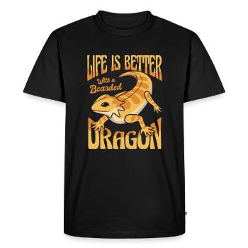 Life is Better with a Bearded Dragon Pogona - Men's Premium Organic T-Shirt - black - Front - Nico (187cm)