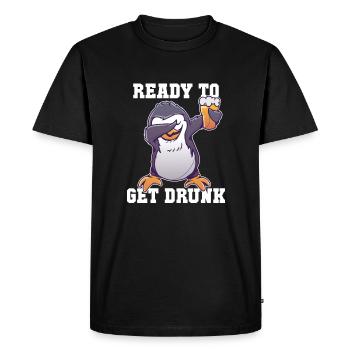 Ready To Get Drunk King Penguin Emperor Penguin - Men's Premium Organic T-Shirt - black - Front - Nico (187cm)