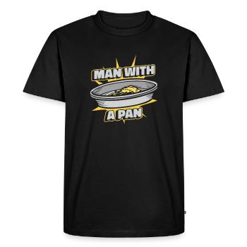 Homme avec une casserole prospection mineur placer exploitation minière - T-shirt Premium bio Homme - noir - Devant - Nico (187cm)