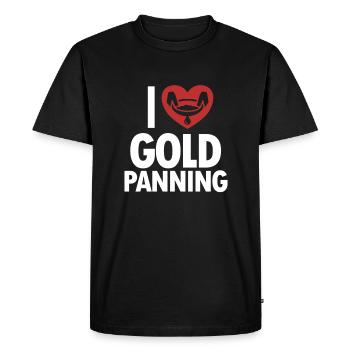 J’aime l’orpaillage, la prospection, l’exploitation des placers, l’exploitation minière - T-shirt Premium bio Homme - noir - Devant - Nico (187cm)