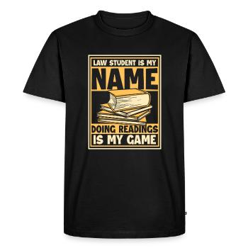 Faire des lectures est mon jeu Faculté de droit de l'Université - T-shirt Premium bio Homme - noir - Devant - Nico (187cm)