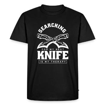 À la recherche de mon prochain couteau Couteau de boucher Couteau - T-shirt Premium bio Homme - noir - Devant - Nico (187cm)