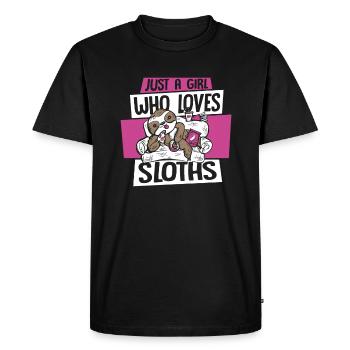 Girl Who Loves Sloths Pilosa Folivora - Men's Premium Organic T-Shirt - black - Front - Nico (187cm)