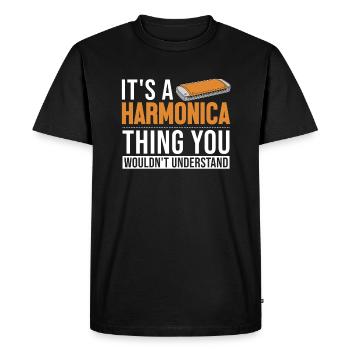 C’est une chose d’harmonica bouche harpe harmoniste - T-shirt Premium bio Homme - noir - Devant - Nico (187cm)