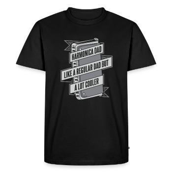 Harmonica Papa Comme Un Papa Ordinaire Mais Plus Cool - T-shirt Premium bio Homme - noir - Devant - Nico (187cm)