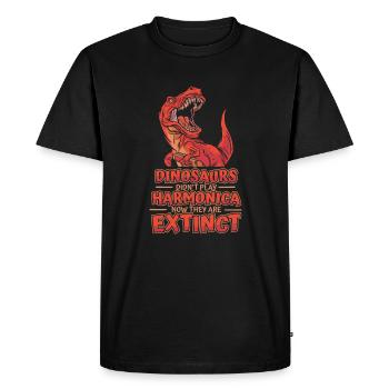 Les dinosaures ne jouaient pas de l’harmonica, de la guimbarde - T-shirt Premium bio Homme - noir - Devant - Nico (187cm)