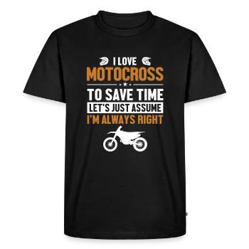 Amateur de motocross, supposons que j’ai raison moto - T-shirt Premium bio Homme - noir - Devant - Nico (187cm)