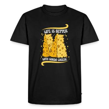 Life Is Better With Gouda Cheese Queso Maker - Men's Premium Organic T-Shirt - black - Front - Nico (187cm)