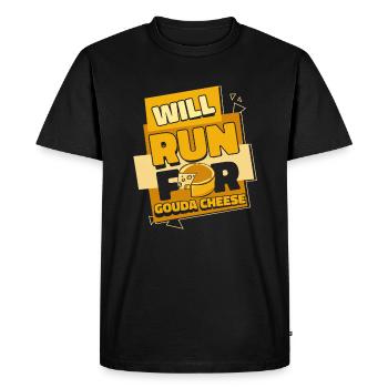 Will Run For Gouda Cheese Queso Cheesemonger - Men's Premium Organic T-Shirt - black - Front - Nico (187cm)