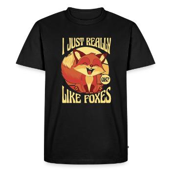 I Just Really Like Foxes Caninae Red Fox Canidae - Men's Premium Organic T-Shirt - black - Front - Nico (187cm)