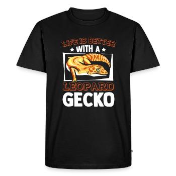 La vie est meilleure avec un lézard gecko léopard - T-shirt Premium bio Homme - noir - Devant - Nico (187cm)