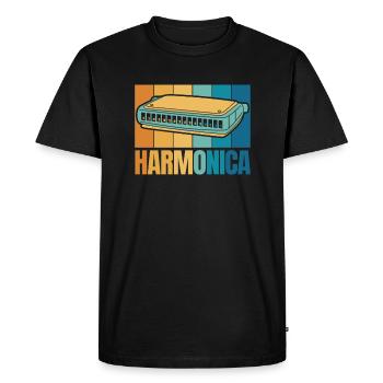 Retro Harmonica Harmonicist Mouth Harp Harmonist - Men's Premium Organic T-Shirt - black - Front - Nico (187cm)