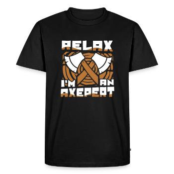 Relax I’m An Axepert Hache de compétition de lancer de hache - T-shirt Premium bio Homme - noir - Devant - Nico (187cm)