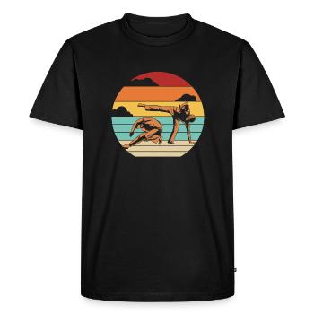 Retro Capoeirista Ginga Dance Professional - Men's Premium Organic T-Shirt - black - Front - Nico (187cm)