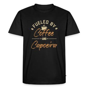 Alimenté par le café et la capoeira Capoeirista Ginga - T-shirt Premium bio Homme - noir - Devant - Nico (187cm)