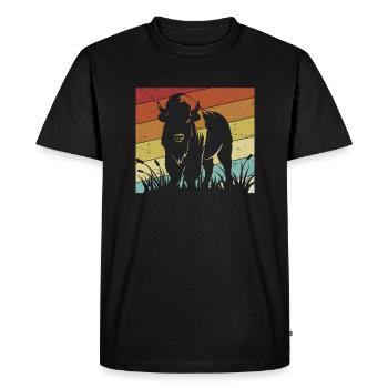 Rétro Buffalo Bovinae Amoureux du bison américain Bison - T-shirt Premium bio Homme - noir - Devant - Nico (187cm)
