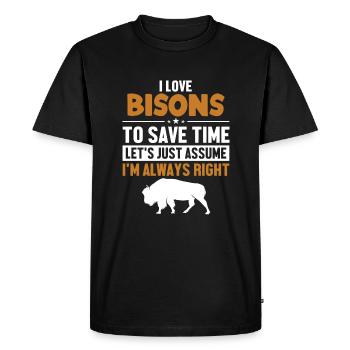 Bison Supposons que j’ai raison Buffalo Américain - T-shirt Premium bio Homme - noir - Devant - Nico (187cm)