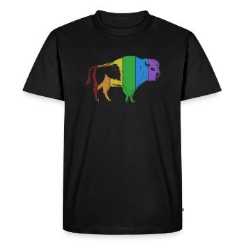 Bison LGBT Rainbow Buffalo Bovinae Bison d’Amérique - T-shirt Premium bio Homme - noir - Devant - Nico (187cm)