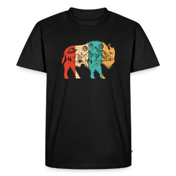 Rétro Buffalo Bovinae Bison d’Amérique Amoureux Bison - T-shirt Premium bio Homme - noir - Devant - Nico (187cm)