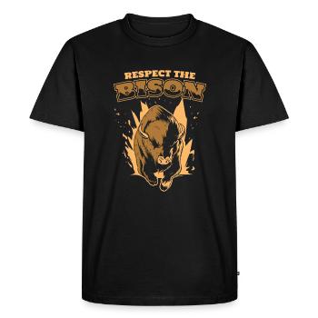 Respectez le bison Buffalo Bison d’Amérique Bovinae - T-shirt Premium bio Homme - noir - Devant - Nico (187cm)