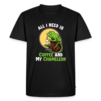 Le café et mon amant de la panthère voilée caméléon - T-shirt Premium bio Homme - noir - Devant - Nico (187cm)