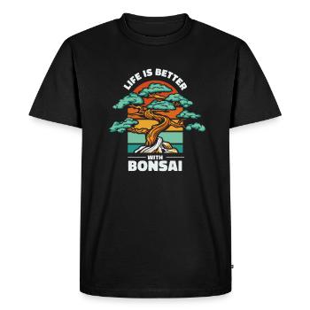 La vie est meilleure avec Bonsaï Bonsaï d’intérieur Bonsaï - T-shirt Premium bio Homme - noir - Devant - Nico (187cm)