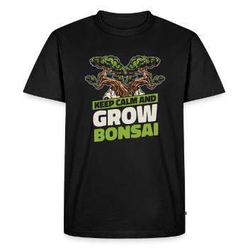 Keep Calm And Grow Bonsai Bonsai Pots Penjing - Men's Premium Organic T-Shirt - black - Front - Nico (187cm)