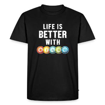 Life is Better with a Bingo Daubers Professional - Men's Premium Organic T-Shirt - black - Front - Nico (187cm)