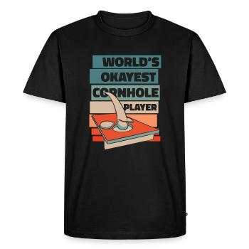 World’s Okayest Cornhole Player Plateaux de jeu - T-shirt Premium bio Homme - noir - Devant - Nico (187cm)