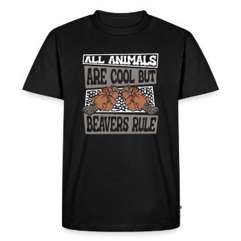 All Animals Are Cool But Beavers Rule Eurasian - Men's Premium Organic T-Shirt - black - Front - Nico (187cm)