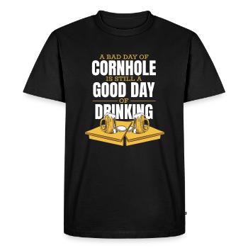 Bad Day Of Cornhole Good Day Of Drinking Boards - Men's Premium Organic T-Shirt - black - Front - Nico (187cm)