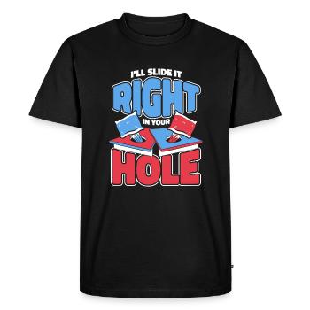 Glissez-le directement dans votre trou Pouf Plateaux de jeu - T-shirt Premium bio Homme - noir - Devant - Nico (187cm)