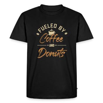 Alimenté par le café et les beignets Fabricant de beignets glacé - T-shirt Premium bio Homme - noir - Devant - Nico (187cm)