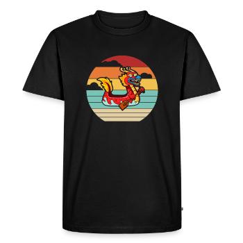 Rétro équipe pagayeur tambour amoureux bateau dragon - T-shirt Premium bio Homme - noir - Devant - Nico (187cm)