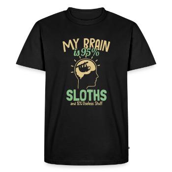 My Brain is 95% Sloths Pilosa Folivora - Men's Premium Organic T-Shirt - black - Front - Nico (187cm)