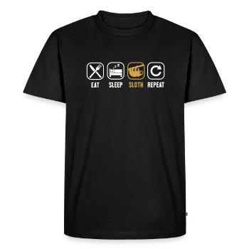 Eat Sleep Sloth Repeat Pilosa Folivora - Men's Premium Organic T-Shirt - black - Front - Nico (187cm)