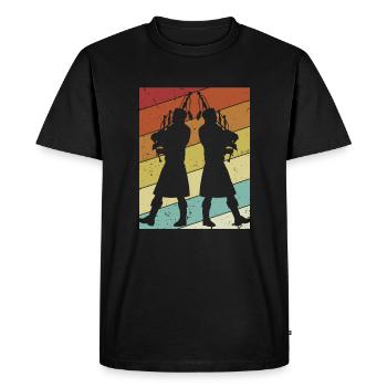 Retro Great Highland Bagpipe Lessons Blowpipe - Men's Premium Organic T-Shirt - black - Front - Nico (187cm)
