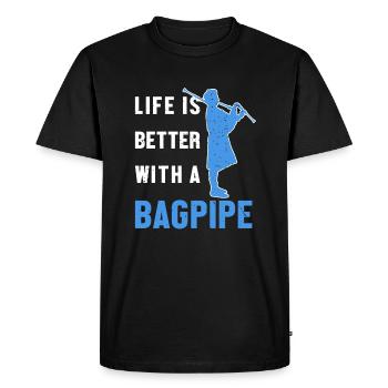 La vie est meilleure avec un joueur de cornemuse - T-shirt Premium bio Homme - noir - Devant - Nico (187cm)